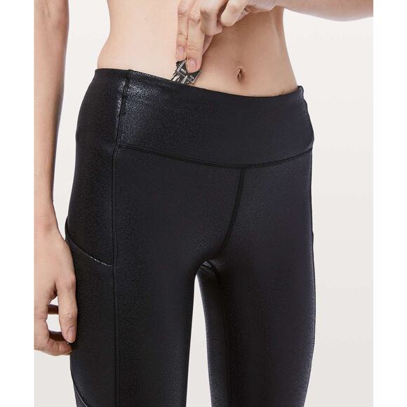 LULULEMON Speed Up Tight *Foil 28" Size 6 Luminosity Foil Print Black Black - Picture 4 of 8